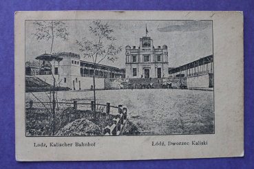 Ansichtskarte AK Lodz  Łódź 1916 Kalischer Bahnhof Architektur Ortsansicht Polen Polska